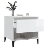 Tavolino Bianco Lucido 50x46x50 cm in Legno truciolato