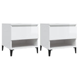 Tavolini 2pz Bianco Lucido 50x46x50 cm in Legno truciolato