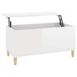 Tavolino Salotto Bianco Lucido 90x44,5x45 cm Legno truciolato