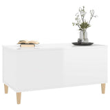 Tavolino Salotto Bianco Lucido 90x44,5x45 cm Legno truciolato