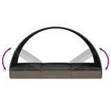 Lettino con Tetto Rotondo Grigio 211x57x140 cm Polyrattan