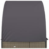 Lettino Doppio Tetto Rotondo Grigio 211x112x140 cm Polyrattan