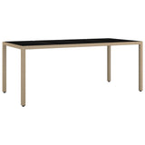 Tavolo da Giardino Piano Vetro Beige Polyrattan Vetro Temperato