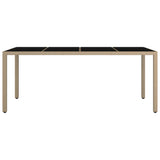 Tavolo da Giardino Piano Vetro Beige Polyrattan Vetro Temperato