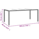Tavolo da Giardino Piano Vetro Beige Polyrattan Vetro Temperato