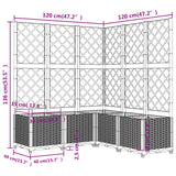 Fioriera Giardino con Graticcio Grigio Chiaro 120x120x136cm PP