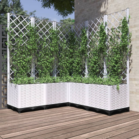 Fioriera da Giardino con Graticcio Bianco 120x120x136 cm PP