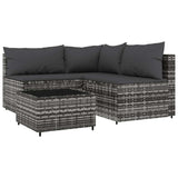 Set Divani da Giardino 4 pz con Cuscini in Polyrattan Grigio