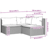 Set Divani da Giardino 3 pz con Cuscini Nero in Polyrattan