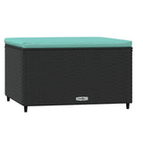 Poggiapiedi da Giardino con Cuscini in Polyrattan Nero
