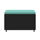 Poggiapiedi da Giardino con Cuscini in Polyrattan Nero