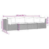 Set Mobili da Giardino 4 pz con Cuscini in Polyrattan Marrone