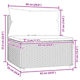 Divano Centrale da Giardino con Cuscini in Polyrattan Marrone