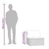 Divano Centrale da Giardino con Cuscini in Polyrattan Marrone