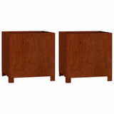 Fioriere con Gambe 2pz Ruggine 40x40x40 cm Acciaio Corten