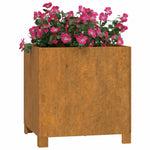 Fioriere con Gambe 2pz Ruggine 42x40x43 cm Acciaio Corten