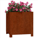 Fioriere con Gambe 2pz Ruggine 40x40x40 cm Acciaio Corten