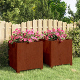 Fioriere con Gambe 2pz Ruggine 40x40x40 cm Acciaio Corten