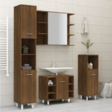 Armadietto Bagno Rovere Marrone 30x30x179 cm Legno truciolato