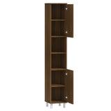 Armadietto Bagno Rovere Marrone 30x30x179 cm Legno truciolato