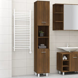 Armadietto Bagno Rovere Marrone 30x30x179 cm Legno truciolato