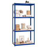 Scaffali a 4 Ripiani 3 pz Blu in Acciaio e Legno truciolato