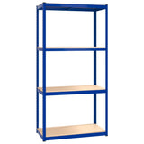 Scaffali a 4 Ripiani 3 pz Blu in Acciaio e Legno truciolato