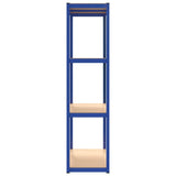 Scaffali a 4 Ripiani 3 pz Blu in Acciaio e Legno truciolato