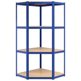 Scaffali a 4 Ripiani 3 pz Blu in Acciaio e Legno truciolato