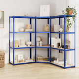 Scaffali a 4 Ripiani 3 pz Blu in Acciaio e Legno truciolato