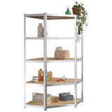 Scaffali Resistenti 5 Strati 2 pz Argento Acciaio e truciolato