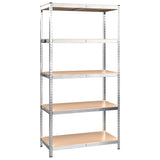 Scaffali Resistenti 5 Strati 2 pz Argento Acciaio e truciolato