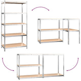 Scaffali Resistenti 5 Strati 2 pz Argento Acciaio e truciolato