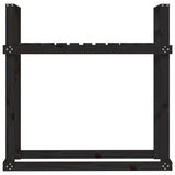 Portalegna Nero 110x35x108,5 cm in Legno Massello di Pino