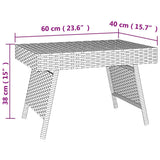 Tavolino Pieghevole Nero 60x40x38 cm in Polyrattan