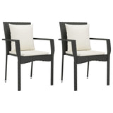 Sedie da Giardino con Cuscini 2 pz in Polyrattan Nere