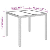 Tavolo da Giardino Piano in Vetro Nero 90x90x75 cm Polyrattan