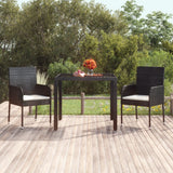 Tavolo da Giardino Piano in Vetro Nero 90x90x75 cm Polyrattan