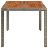 Tavolo da Giardino Piano in Legno Grigio 90x90x75 cm Polyrattan