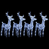 Renne di Natale 4 pz Bianco Freddo 160 LED in Acrilico