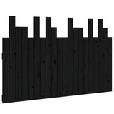 Testiera da Parete Nera 127,5x3x80 cm in Legno Massello di Pino