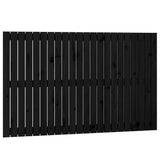 Testiera da Parete Nera 140x3x90 cm in Legno Massello di Pino