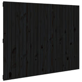Testiera da Parete Nera 146,5x3x110cm in Legno Massello di Pino