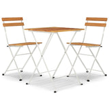 Set Bistrò Pieghevole 3pz in Legno Massello di Acacia e Acciaio