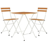 Set Bistrò Pieghevole 3pz in Legno Massello di Acacia e Acciaio