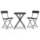 Set Pieghevole da Bistrò 3 pz Nero in Polyrattan