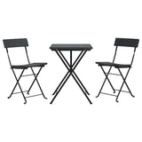 Set Pieghevole da Bistrò 3 pz Nero in Polyrattan