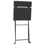 Set Pieghevole da Bistrò 3 pz Nero in Polyrattan