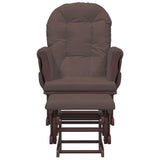 Poltrona Glider con Sgabello Marrone in Tessuto