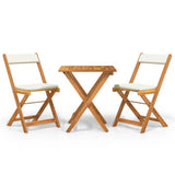 Set da Bistrò Pieghevole 3pz con Cuscini Legno Massello Acacia